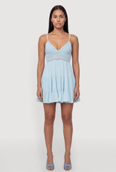 Crochet Detail Tiered Ruffle Trim Dress