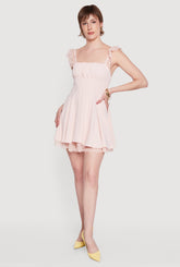 Lace Detail Milkmaid Mini Dress
