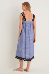 Azure Ikat Embroidered Ellis Dress