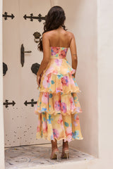 Free Daydream Chiffon Maxi Dress - Yellow Multi