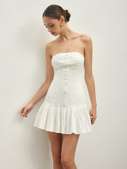 Cotton Blends Pleated Bubble Tube Dress