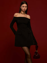 Off-Shoulder Pleated Short Dress