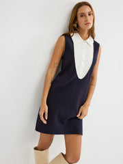 Contrast Shirt Panel Sleeveless Mini Dress