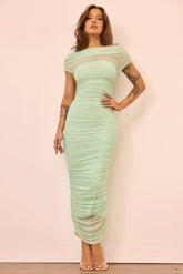 Elysian Mesh Midi Dress - Sea Green
