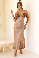 Found Myself Satin Maxi Dress - Latte
