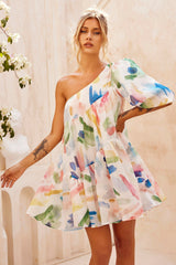 In Our Dreams Mini Dress - White Multi
