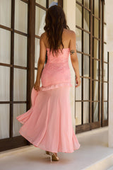 Sugar Reverie Lace Maxi Dress - Salmon
