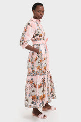 Magical Blossom Pink Bianca Linen Maxi Dress