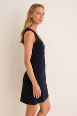 Navy Knit Lenoir Scoop Neck Dress