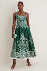 Miranda Dark Green Belt Buckles Maxi Dress