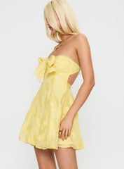 Loulani Strapless Mini Dress Lemon