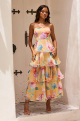 Free Daydream Chiffon Maxi Dress - Yellow Multi