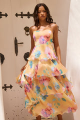 Free Daydream Chiffon Maxi Dress - Yellow Multi