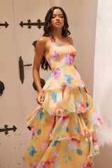 Free Daydream Chiffon Maxi Dress - Yellow Multi
