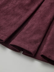 Belted Suede Pleated Mini Dress