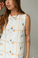Willa White Multi Floral Scallop Mini Dress