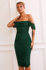 Main Character Mesh Midi Dress - Forest Green